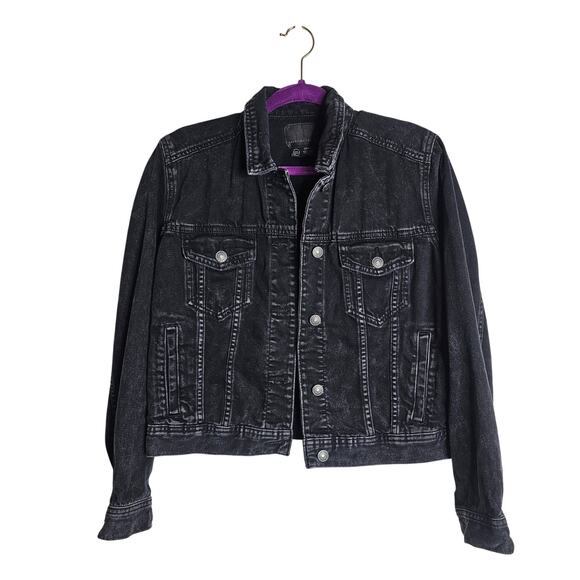 American Eagle Black Faded Denim Jacket Size S - Picture 1 of 4